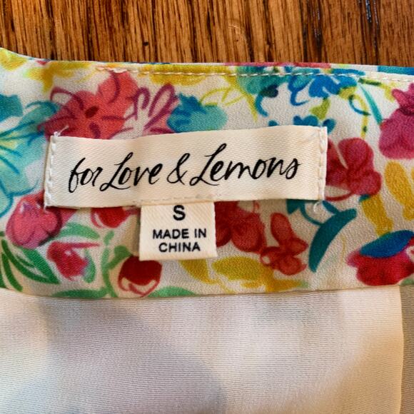 For Love & Lemons Gilles Floral Mini Skirt | White Pink Blue | Small - Picture 6 of 7